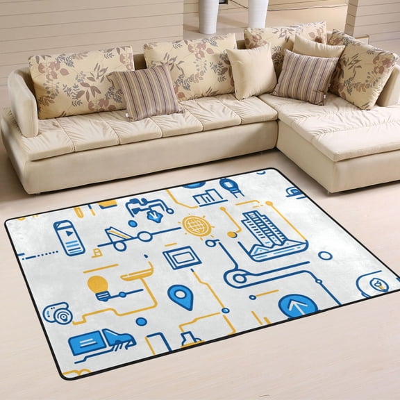 Connected Elements Soft Polyester Area Rug 36''x24'', Non Slip, Memory Foam, Water Absorbent