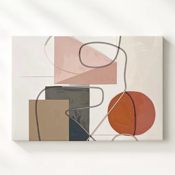 Connected Forms Postermid-Century Abstract Shapes & Line Drawing Wall Art Home Decor Office Wall Art