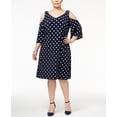 thumbnail image 1 of Connected Plus Size Cold Shoulder Polka Dot Shift Dress Navywhite 22 Plus, 1 of 1