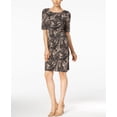 thumbnail image 1 of Connected Printed Ruched Sheath Dress Black 16, 1 of 1