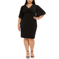 thumbnail image 1 of Connected Women's Flutter Sleeve Sheath Dress Black Size 24W, 1 of 3