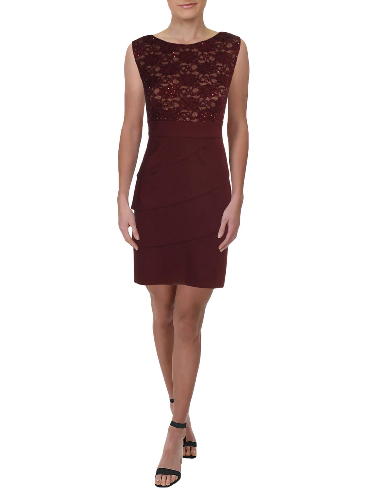 Connected Women's Sleeveless Side Drape Sheath Dress Purple Size 8 Petite