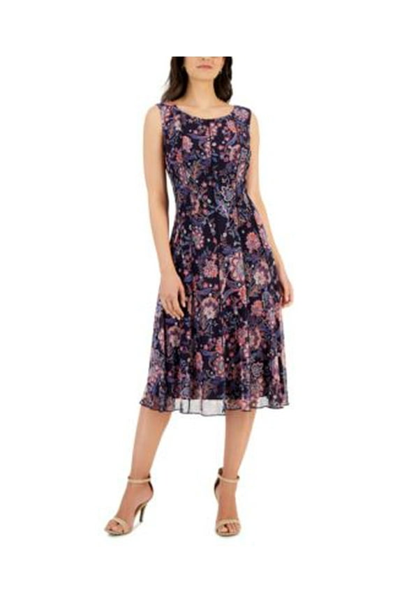 Connected Womens Sleeveless Chiffon Mid Navy 16