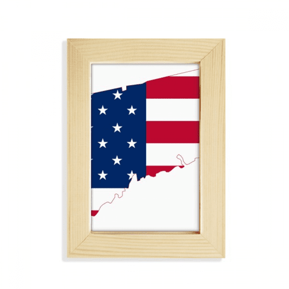 Connectic USA Map Stars tripes Flag Shape Desktop Display Photo Frame Picture Art Painting 5x7 inch