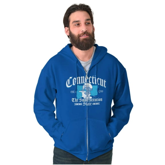 Connecticut CT Constitution Smurfs Unisex Plus Size Zip Hoodie Brisco Brands 4X