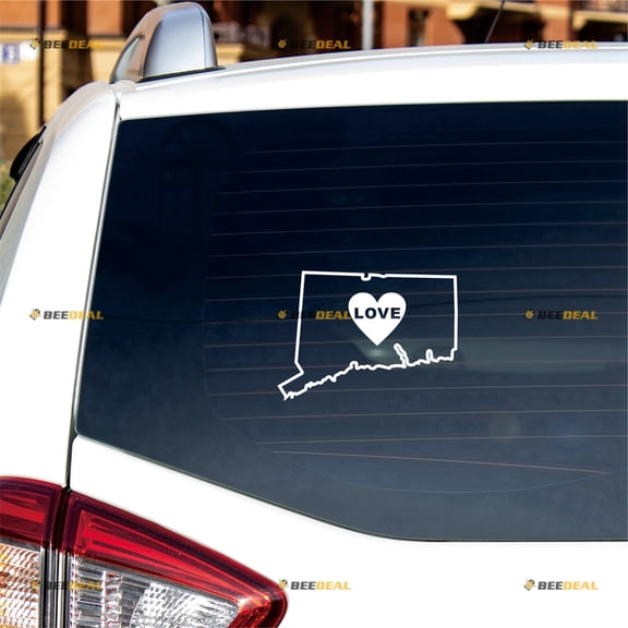 Connecticut CT Map Outline Sticker Decal Vinyl US State - 2 Pack White 4" - For Car Boat Laptop Cup No Background Die-cut