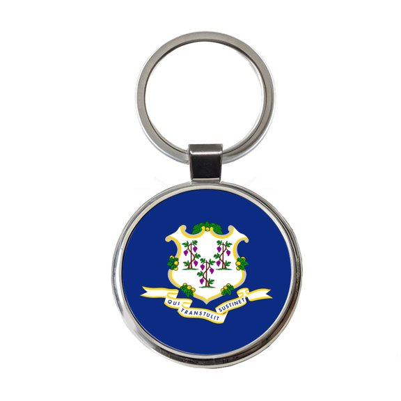 Connecticut CT State Flag Metal Round Keychain
