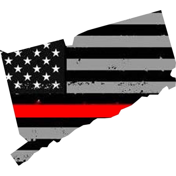 Connecticut CT State Outline Red Color Flag Support Firefighters Vinyl Sticker