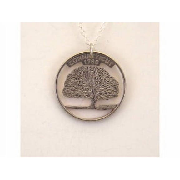 Connecticut Cut-Out Coin Jewelry Necklace