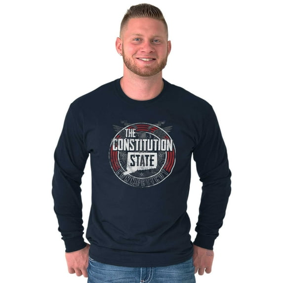 Connecticut Distressed Retro State Long Sleeve TShirt Men Women Brisco Brands S