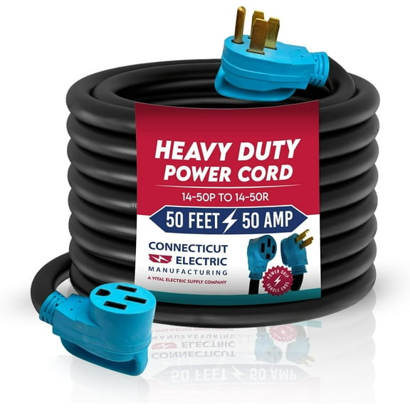 Connecticut Electric 50-Foot 50-Amp RV/EV Power Cord 14-50P to 14-50R