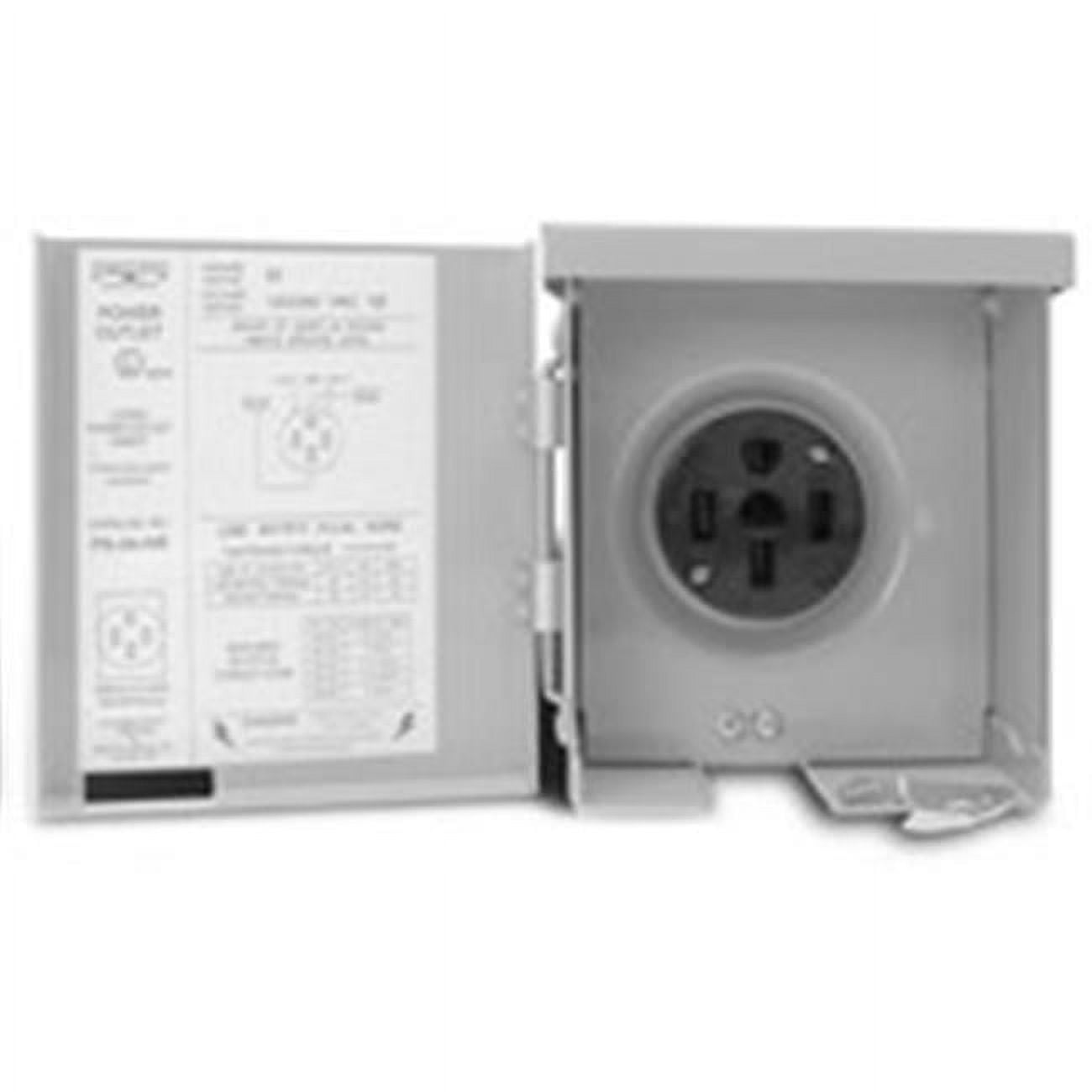 Deluxe Outdoor 50 Amp Steel Power Outlet Panel with Rainproof Enclosure