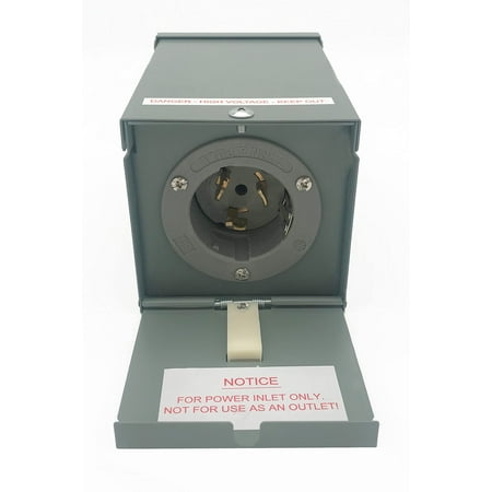 Connecticut Electric Prewired 50A Rainproof Generator Power Inlet Box with Cover, CS6375 (SS2-50P) Receptacle, EGSPI50, Gray