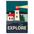 thumbnail image 1 of Connecticut, Go Explore (Lighthouse), Vector Style Birch Wood Wall Sign (12x18 Rustic Home Decor, Ready to Hang Art), 1 of 5