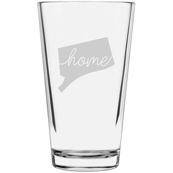 Connecticut Home States Etched 16oz Libbey Pint Glass