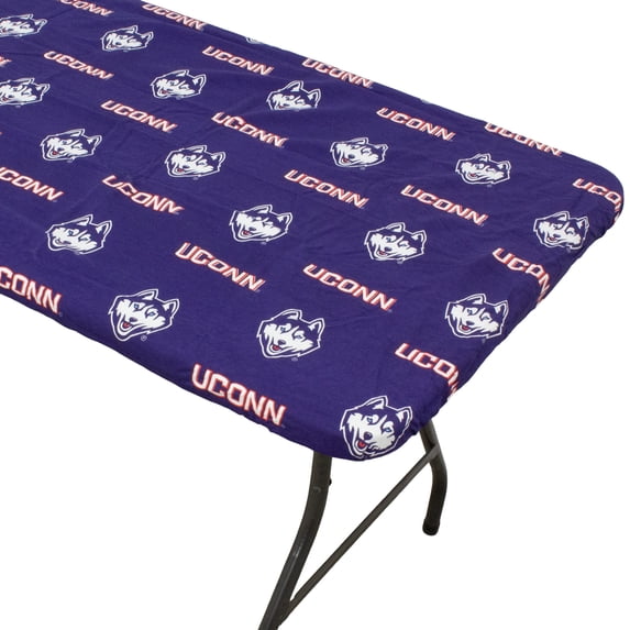 Connecticut Huskies Tailgate Fitted Tablecloth, 33" x 33", Card Table 72" x 30", 6 ft table