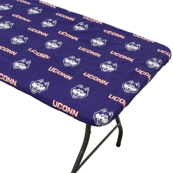Connecticut Huskies Tailgate Fitted Tablecloth, 33" x 33", Card Table 96" x 30", 8 ft table