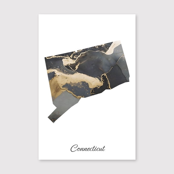 Connecticut Map Canvas Wall Art – Modern Minimalist Geography Print for Home Decor – 8x12 inch