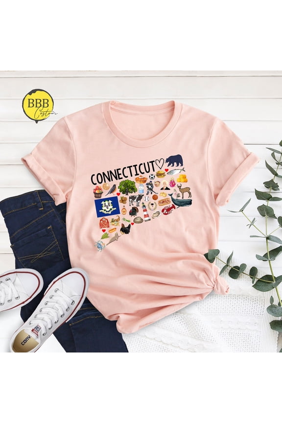 Connecticut Map T-Shirt: Usa Home State TSHIRT All Size S-5XL
