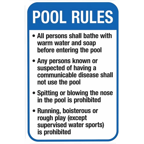 Connecticut Pool Rules Sign - 8"x12", Complies With State Safety Code, Security Metal Decor for Home, Yard, Garden, Community Pool Areas