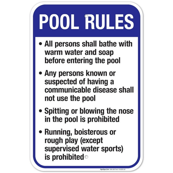 Connecticut Pool Rules Sign, Complies With State Of Connecticut Pool Safety Code, 12x18 Aluminum