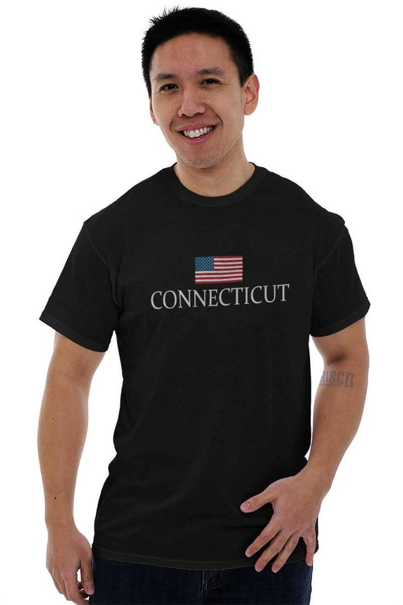 Connecticut Pride America Flag CT USA Men's Graphic T Shirt Tees Brisco Brands X