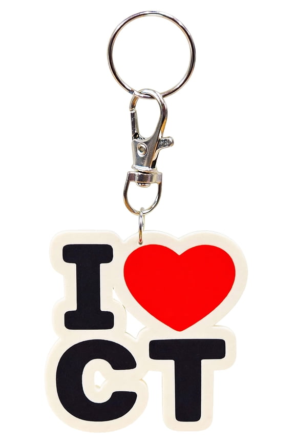 Connecticut Pride Keychain with Lobster Clasp, Thermoplastic Polyester, Made in USA