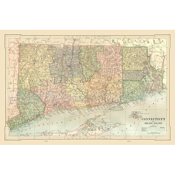 Connecticut, Rhode Island - Monteith 1882 Poster Print by Monteith Monteith (36 x 24) # USCT0001