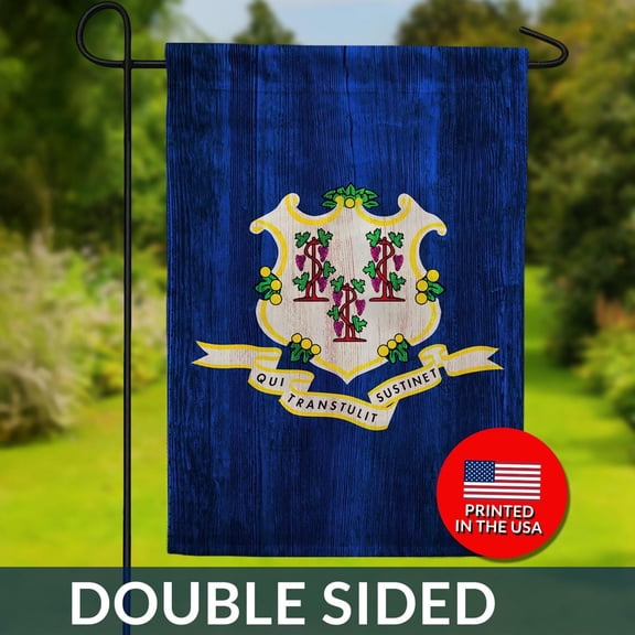 Connecticut State Flag Double Sided Wood Style USA Printed Pride