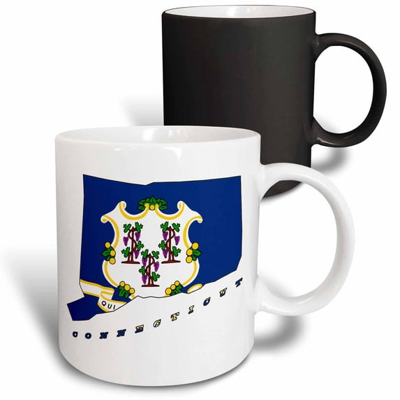 3drose, Connecticut State Flag in the Outline Map and Letters of Connecticut, 11oz Magic Transforming Mug