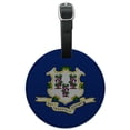 thumbnail image 1 of Connecticut State Flag Round Leather Luggage Card Suitcase Carry-On ID Tag, 1 of 6