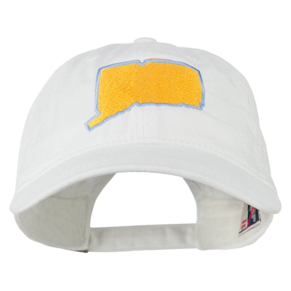 Connecticut State Map Embroidered Washed Cap - White OSFM