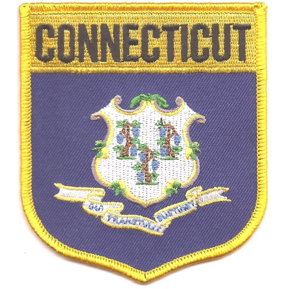 Connecticut State Shield Patch; Measure 3 1/8'" x 3 1/2", Embroidered Iron On or Sew On Shield Patch Flag Emblem