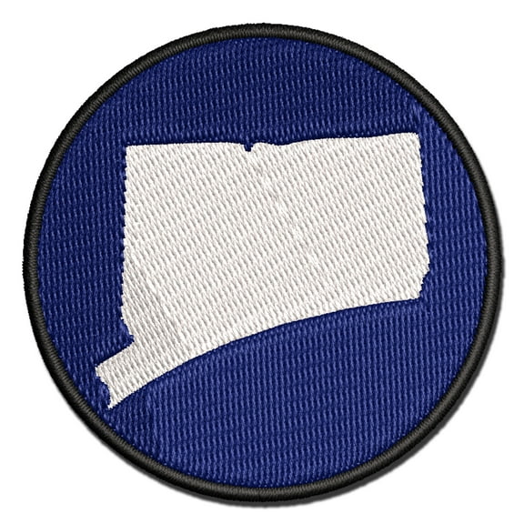Connecticut State Silhouette Applique Multi-Color Embroidered Iron-On Patch - 3 Inch Medium