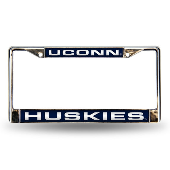Connecticut UCONN Huskies Chrome Metal Laser Cut License Plate Frame