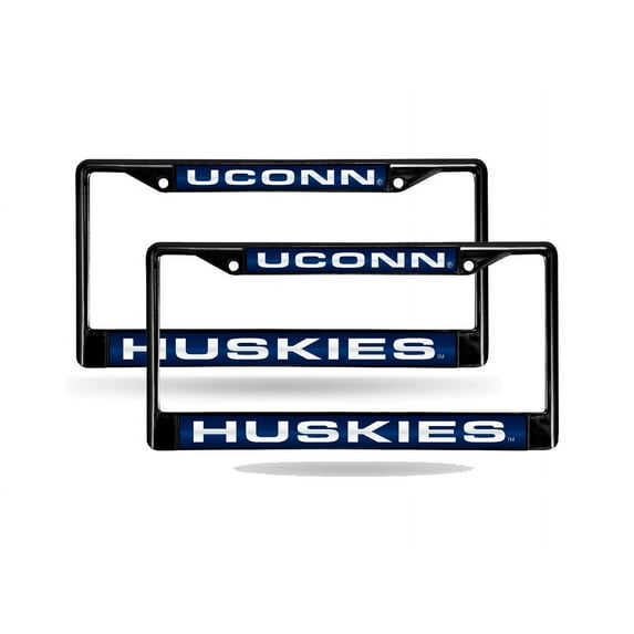 Connecticut UCONN Huskies NCAA Black Metal (Set of 2) Laser Cut License Plate Frames