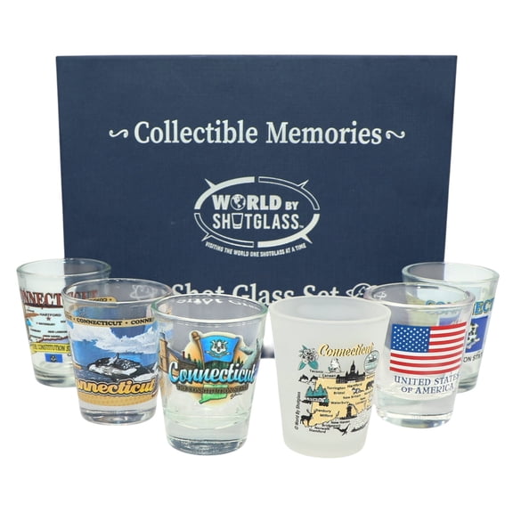 Connecticut United States USA Souvenir Boxed Shot Glass Set (Set of 6)