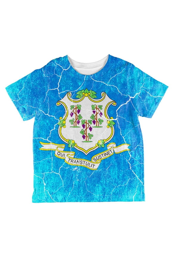 Connecticut Vintage Distressed State Flag All Over Toddler T Shirt Multi 6T