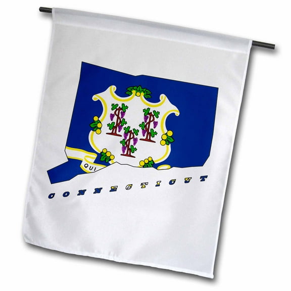 3dRose, Connecticut state flag in the outline map and letters of Connecticut, 18 x 27 inch Garden Flag