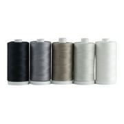 Connecting Threads Black White and Gray Cotton Quilting Thread Spool Set Set of 5, Salt and Pepper