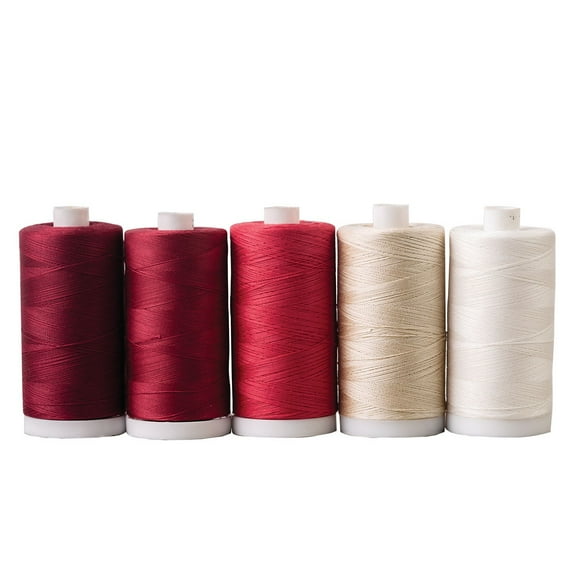 Connecting Threads Red Cotton Quilting Thread Spool Set (Set of 5, Redwork)
