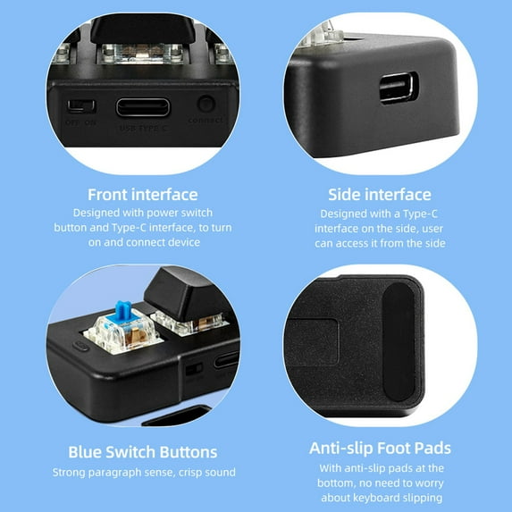 Connection MK321BT 3-key Mini Customized Keyboard With Mechanical Blue Switch USB+BT -mode Connection For Office Game Multimedia White