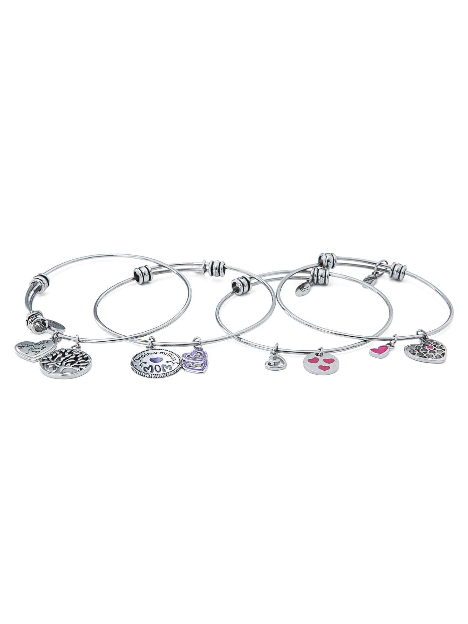 Connections From Hallmark Stainless Steel Mom Charm Bangle Set ...