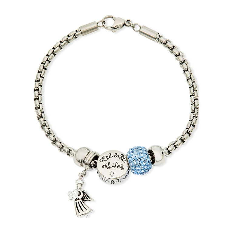 Connections from Hallmark Angel Charm Bracelet Blue Crystal