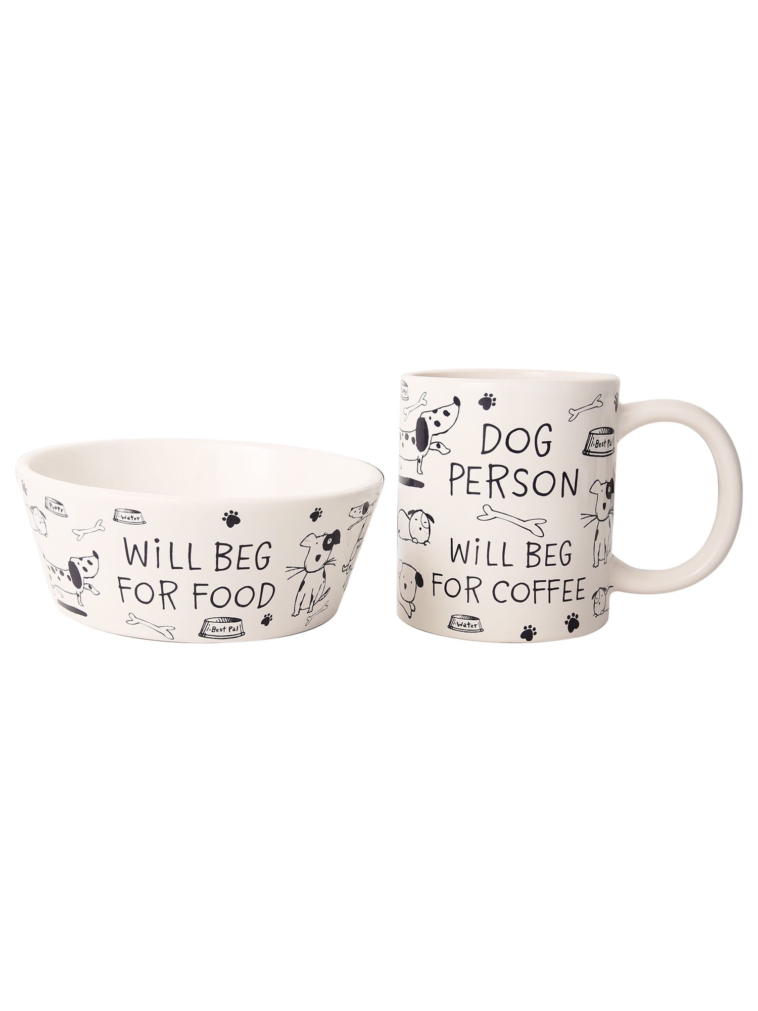 Connections from Hallmark Dog Person Will Beg for Coffee Ceramic Mug and Dog Bowl Set