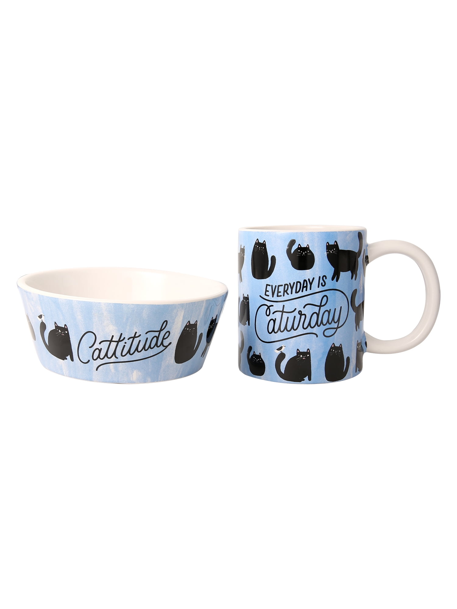 Connections from Hallmark Everyday is Caturday Ceramic Mug and Dog Bowl Set, 2 Piece