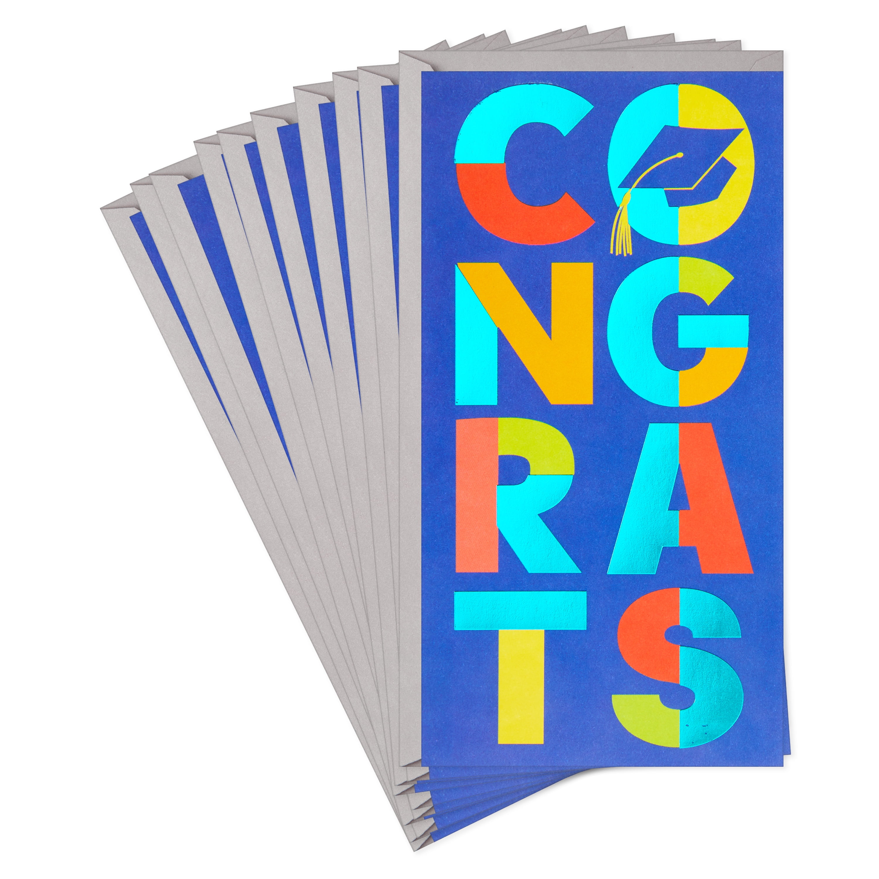 Connections from Hallmark Money Holder Graduation Cards, 10 ct. (Color Block Congrats)