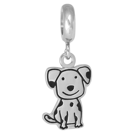 Connections From Hallmark Stainless Steel Dog Dangle Bead Charm