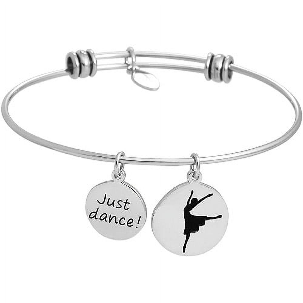 Connections from Hallmark Stainless Steel "Just Dance" and Ballerina Multi-Charm Wire Bangle - image 1 of 1