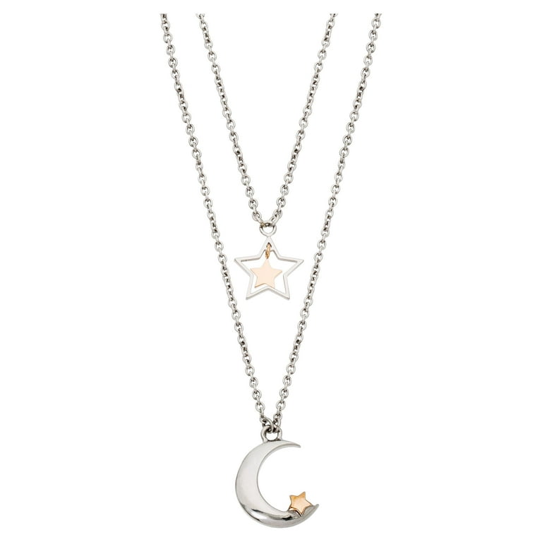 Layering Necklaces Stars and Moon in Silver